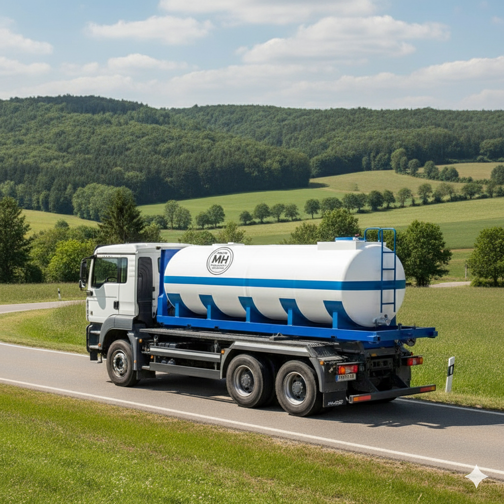 Cisterna de poliéster para transporte de agua montada sobre camión
