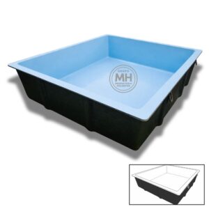 Piscina de poliéster mini N34 MH 2x2,4 m con diseño cuadrado compacto y fondo profundo en color azul